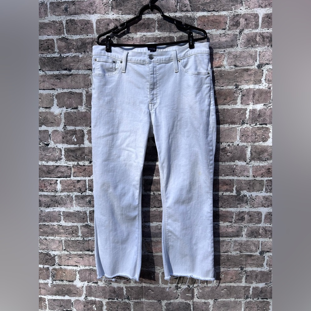 J Crew factory size 33 mid rise White Flare Crop Jeans